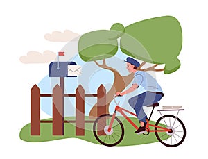 Postman on bicycle vector