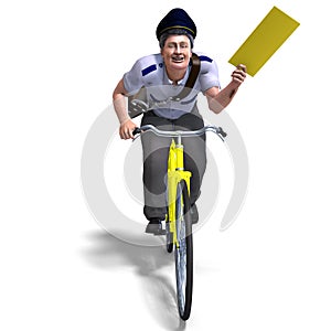 A postman on a bike with a letter