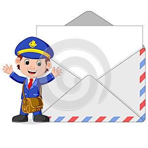 Postman cartoon with big letter