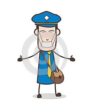 Postman with Medical Mask on Face Vector