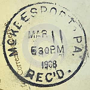 Postmark 1908 McKeesport Pennsylvania photo