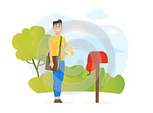 Postmen Delivering Mail, Delivery Service Concept Vector Illustration
