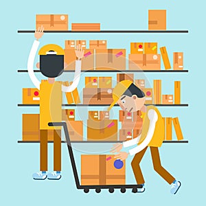 Postmen Laid Parcels. Post Office. Postal Storage