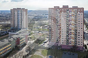 Postmodern housing estate from a large slab