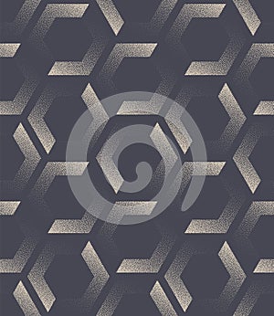 Postmodernism Seamless Pattern Stippled Hexagons Vector Abstract Background