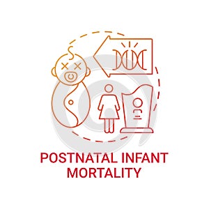 Postnatal infant mortality red gradient concept icon photo