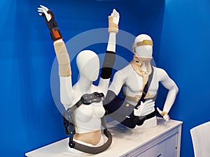 Postoperative bandages on mannequins in store