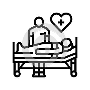 postoperative care surgeon line icon vector illustration