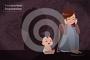 Postpartum depression concept photo