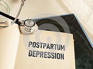 Postpartum depression is shown using the text