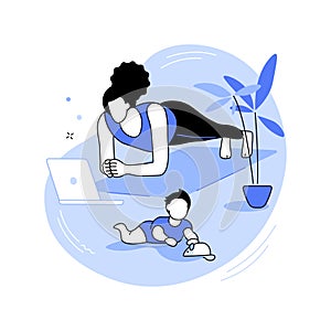 Postpartum fitness isolated cartoon vector illustrations.