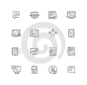 Posts line icons collection. Content, Articles, Blogging, Updates, Shareable, Headlines, Revive vector and linear