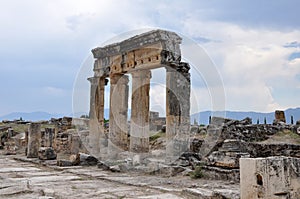 Posts and Lintels on Colonnade Street, Hierapolis, Pamukkale, Denizli Province, Turkey