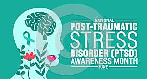 Posttraumatic Stress Disorder or PTSD Awareness Month background template. Holiday concept. use to background, photo