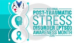 Posttraumatic Stress Disorder or PTSD Awareness Month background template. Holiday concept. use to background, photo