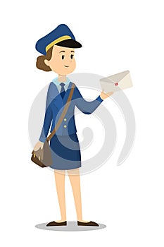 Postwoman with envelope.