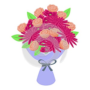 Posy flower bouquet icon isometric vector. Bunch gift