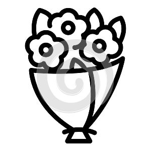Posy flower bouquet icon, outline style