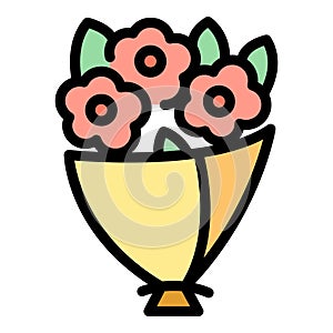 Posy flower bouquet icon vector flat