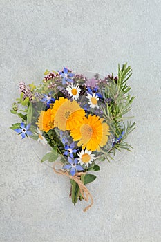 Posy of Herbs and Flowers for Herbal Medicine