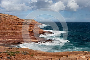 Pot Alley in Kalbarri National Park in Western Australia with beautiful rocky shore in nice early morning