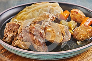 Pot-au-feu de canard. A winter dish of duck with vegetables