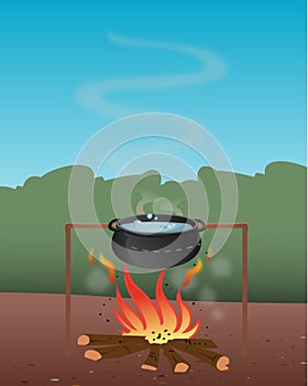 Pot boiling water firepit