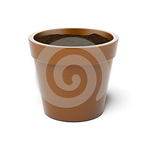 Pot filled with potting soil photo