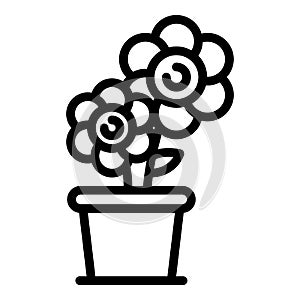 Pot flower icon, outline style