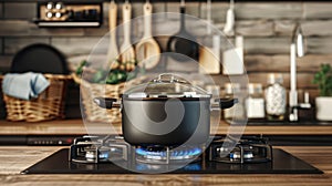 The pot on gas stove.AI generated image