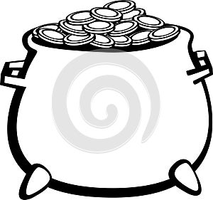 Pot with gold coins vector illustration