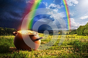 Pot of Gold with Rainbow photo