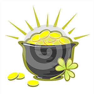 Pot with golden coins