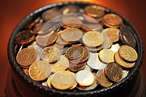 Pot of golden coins