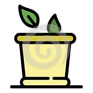 Pot of herbs icon color outline vector