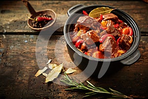 Pot of hungarian goulash