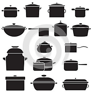 Pot icon vector set. kitchen illustration sign collection. kitchenware symbol. Food logo.