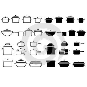 Pot icon vector set. kitchen illustration sign collection. kitchenware symbol. Food logo.