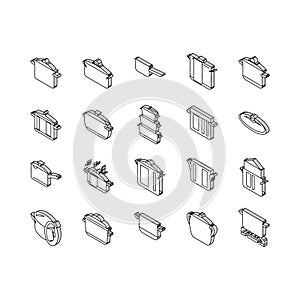 pot kitchen food pan cooking isometric icons set vector