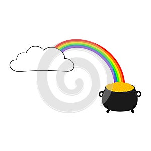 Pot of money and cloud with rainbow