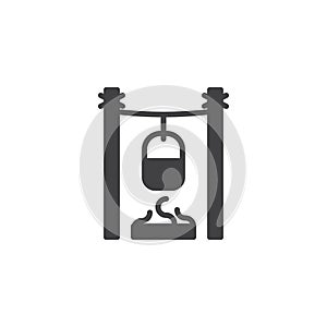 Pot over the campfire vector icon