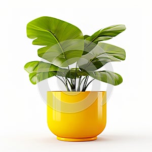 pot paired with a lush, green plant, isolated against a pristine white background.