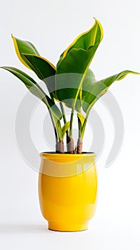 pot paired with a lush, green plant, isolated against a pristine white background.