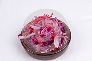 pot of pink coleslaw