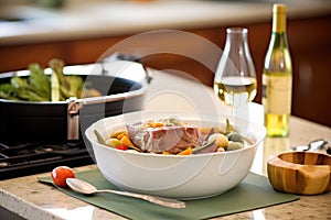 pot roast set for dining with wine and dinnerware