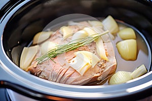 pot roast in slow cooker with onions and celery