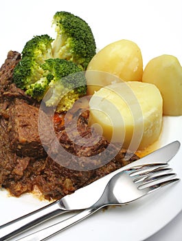 Pot roast stewed steak dinner