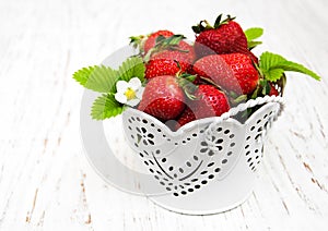 Pot with strawberries