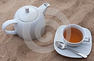 Pot Of Tea On The Beach