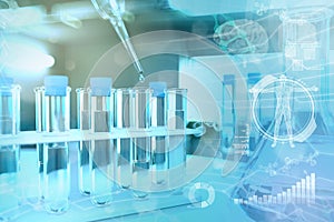 Potable water quality test for viruses like covid-2019 concept - lab proofs in modern biochemistry study clinic, medical 3D